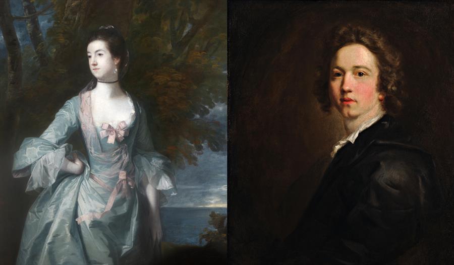 Portrait of Ann Bonfoy (left) and early Self-Portrait (right) by Sir Joshua Reynolds