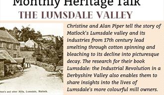 Poster for September 2021 heritage talk - The Lumsdale Valley, showing a sepia picture of Lumsdale Mill