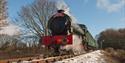 Isle of Wight, Things to Do, Christmas Events, Santa Specials, Steam Railway, Havenstreet, Ryde, Locomotive in snow
