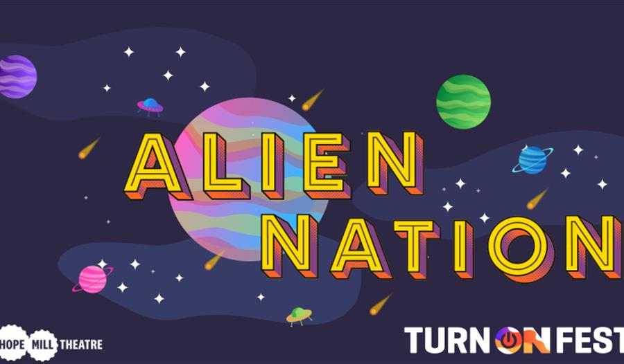 Purple poster with planets: Alien Nation