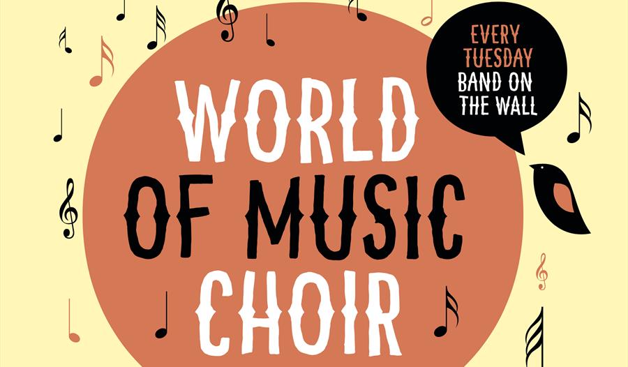 World of music chorus poster with with music notes
