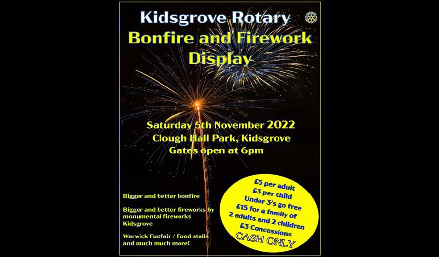 Kidsgrove Rotary Bonfire & Fireworks Display at Clough Hall Park