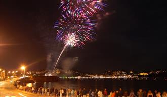Fireworks on Torquay seafront in Devon