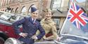 Daisy Belles with classic cars at Chesterfield 1940s Market