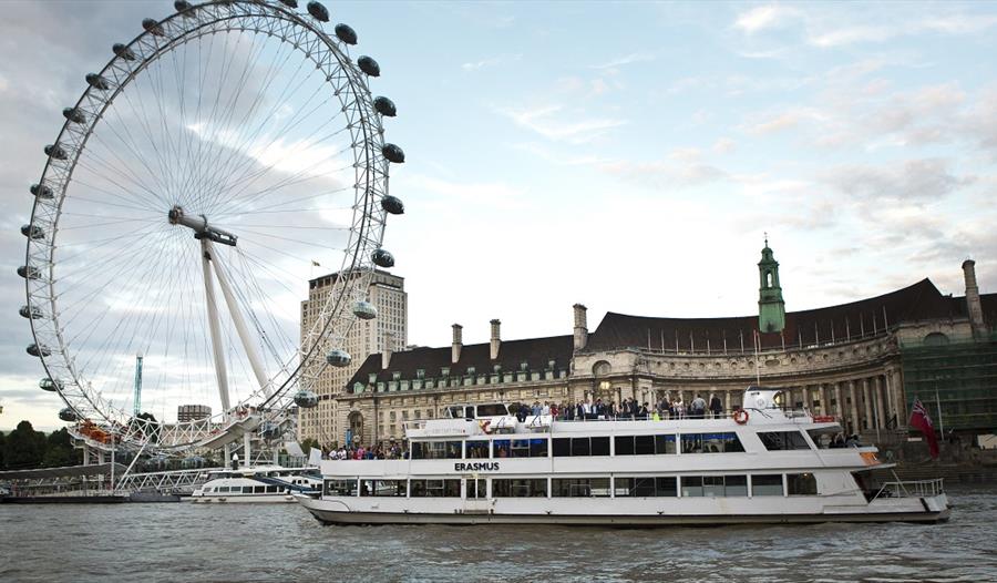 City Cruises boat in front of the London Eye