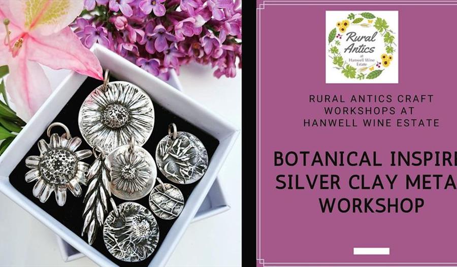 Graphic for the workshop including the name of the event and a photo of some botanical metalwork.