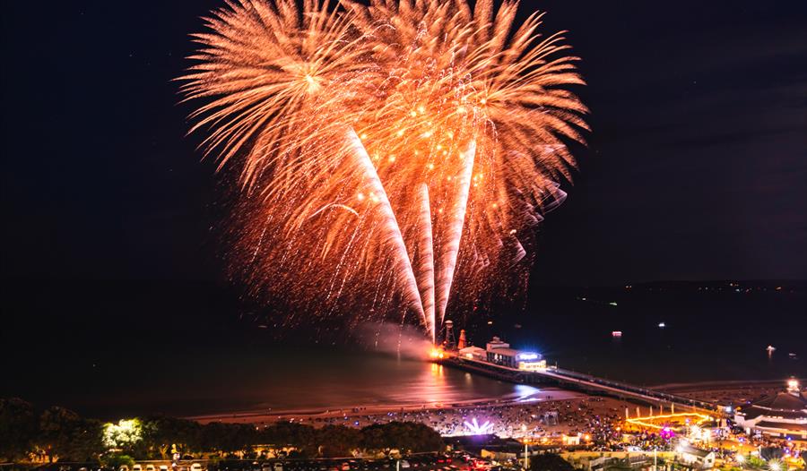 fireworks above bournemouth pier