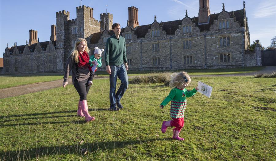 A family on a trail at Knole