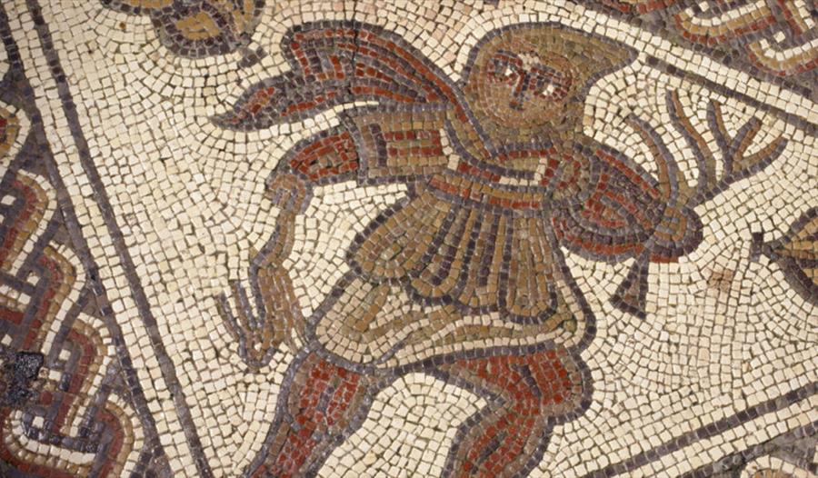 Detail of a mosaic at Chedworth Roman Villa
