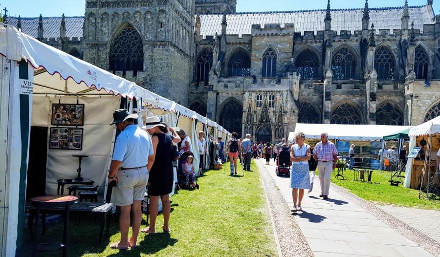 Exeter Craft Festival stalls on the Cathedral Green