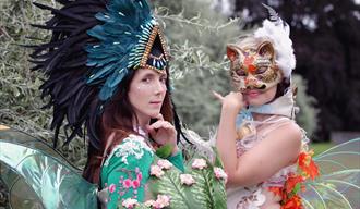 Festival goers in fantasy dress