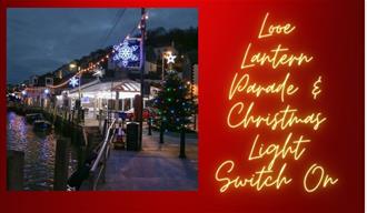 Copy of post for Lantern Parade and Christmas light switch on. West Looe Quayside Centre with lights