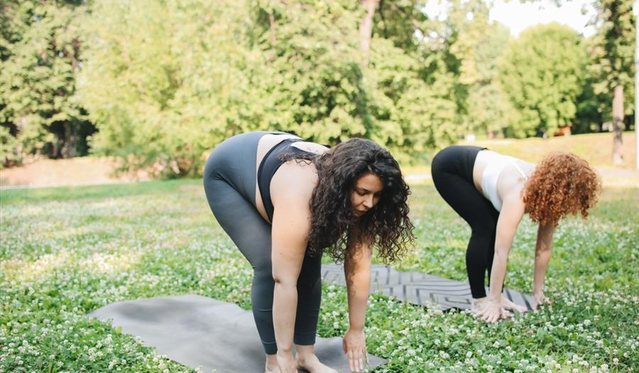 Two Women Exercising Outdoors
