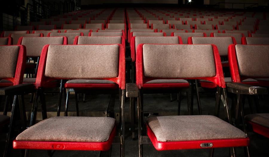 Chairs set up to watch a film at a pop up cinema
