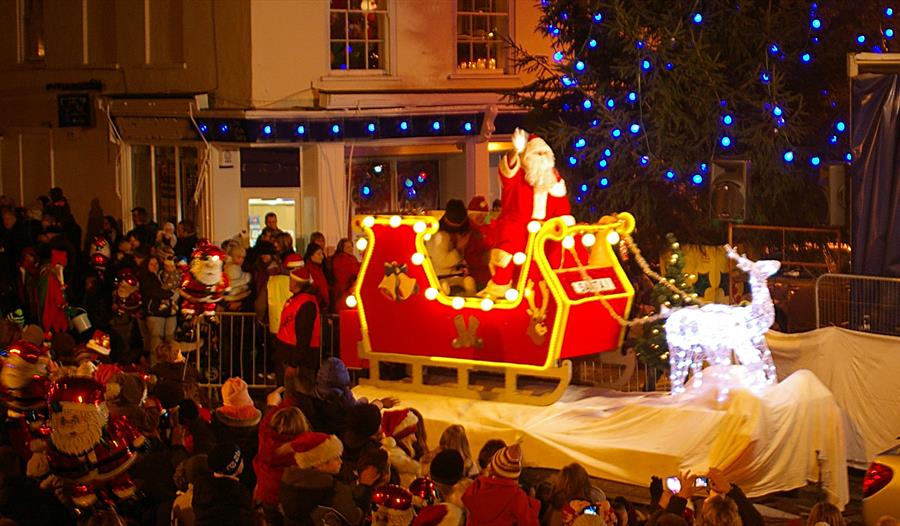 Father Christmas celebrations in Wareham around the Christmas Tree