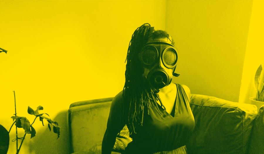 Woman with a gas mask