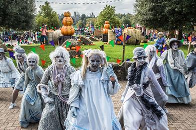 The Alton Ancestors - dancers in spooky costumes - perform a routine