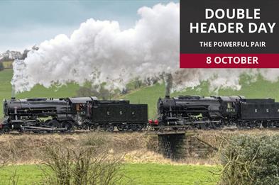 Enjoy the sight and sound of two locomotives working together.