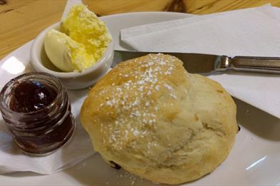 Enjoy a homemade hot scone