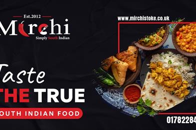 A graphic image with food on the right side of the image.