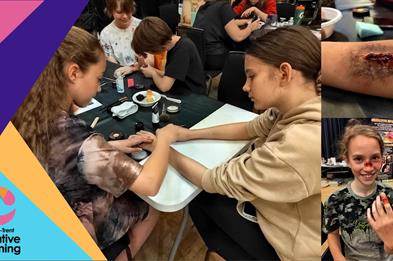 Children doing special effects makeup