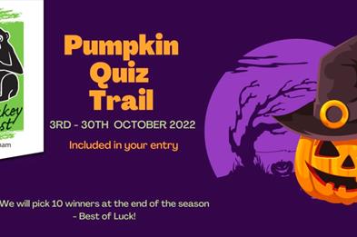 A graphic for the Pumpkin Quiz Trail at the Monkey Forest, Staffordshire this October