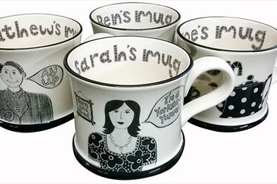 Mugs made by Moorland Pottery