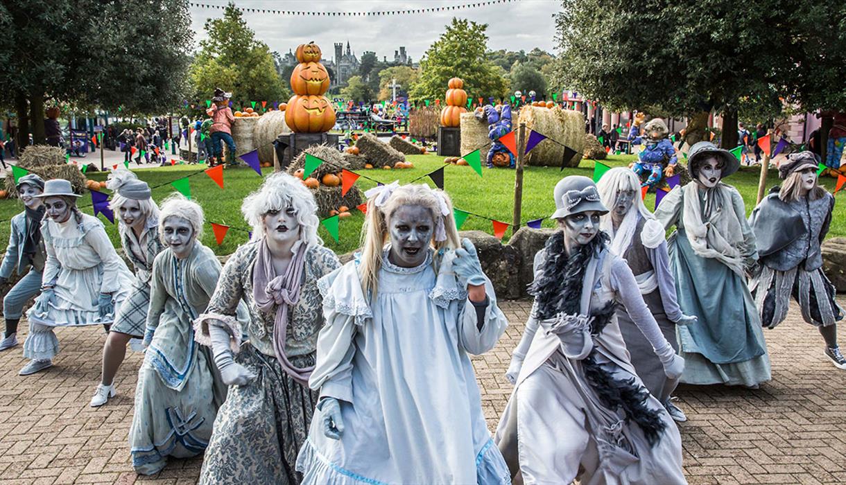 The Alton Ancestors - dancers in spooky costumes - perform a routine
