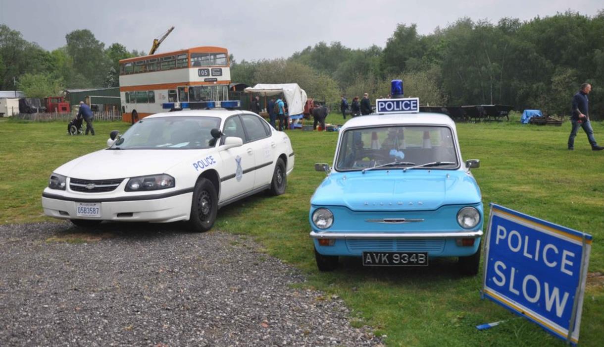 photo of vintage police cars