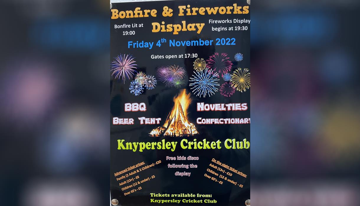 Knypersley Cricket Club Bonfire and Fireworks 2022