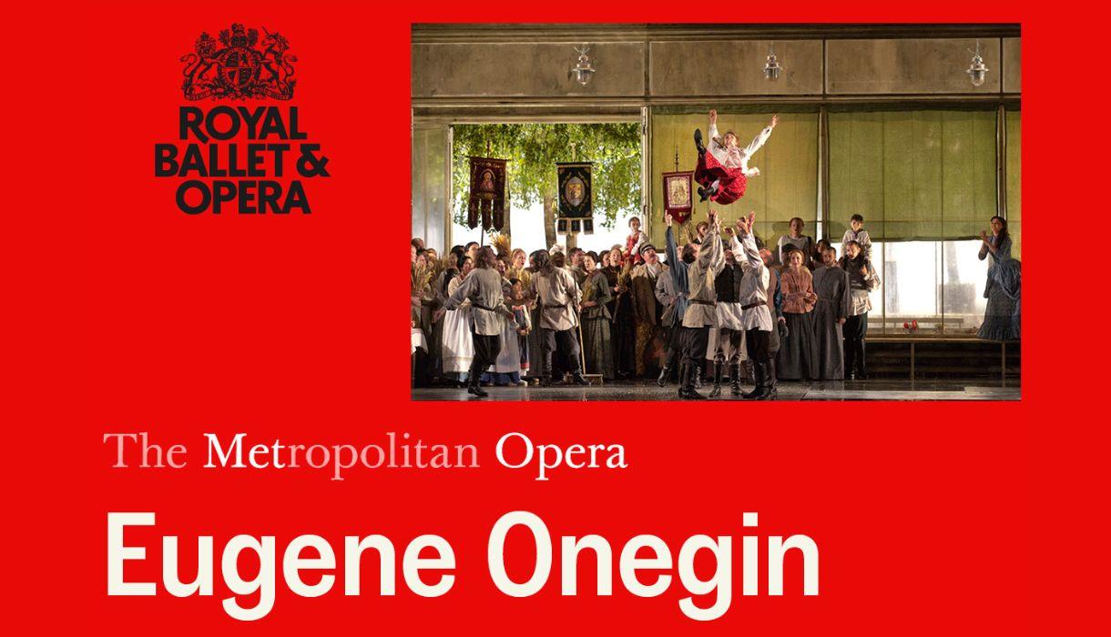 A red background with a photo in the top right of the image which consists of a group of actors throwing an actor up into the air.
