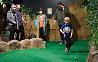 Family fun on the course at Adventure Mini Golf, Staffordshire