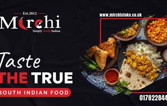 A graphic image with food on the right side of the image.