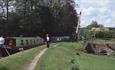 Canalside near Cheddleton Flint Mill with the kilns and crane