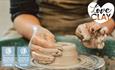 Clay being shaped on the potters wheel