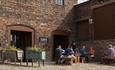 Outside the Tea Room at Middleport Pottery
