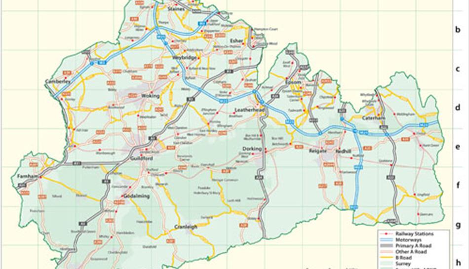 Map Showing Surrey Towns And Villages Information Sheet In Surrey