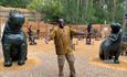 Iggie Chikodzo welcomes Sculpture Park visitors to Little Zimbabwe