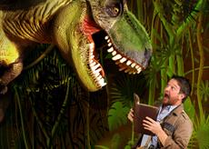 Ben Garrod with a dinosaur.