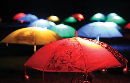 glowing umbrellas