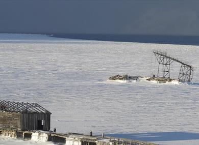 Abandoned buildings out in the wilderness of Svalbard