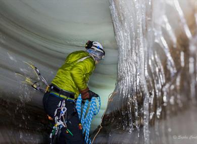 Ice cave climbing