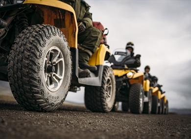 Tour group with ATVs