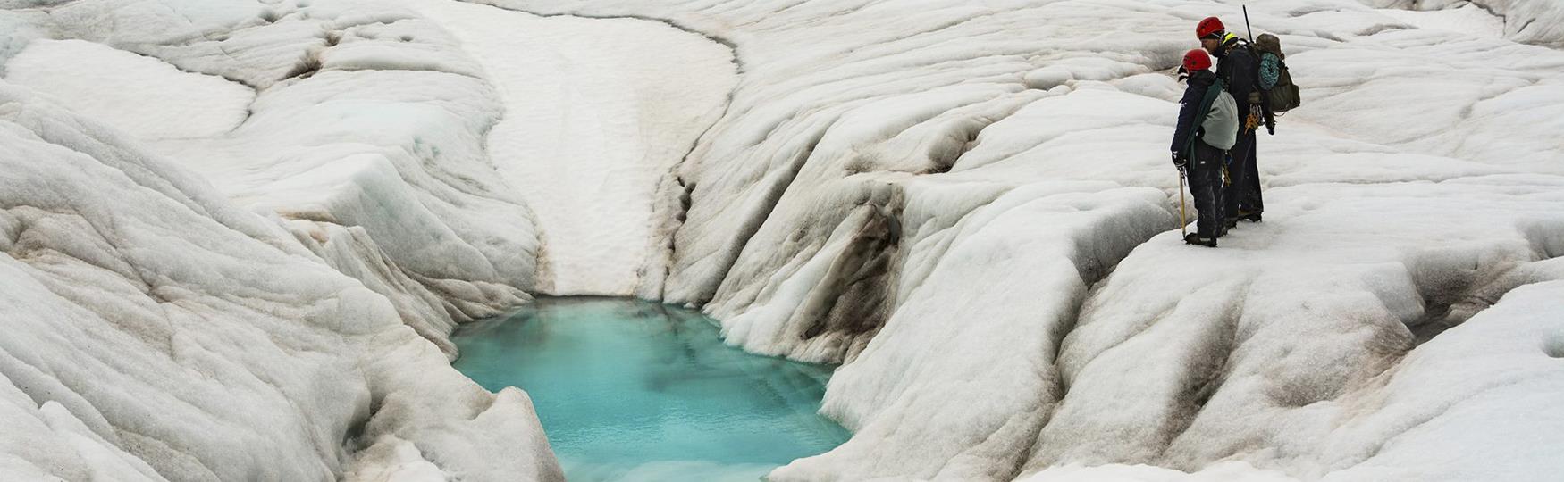 Two persons on a glacier