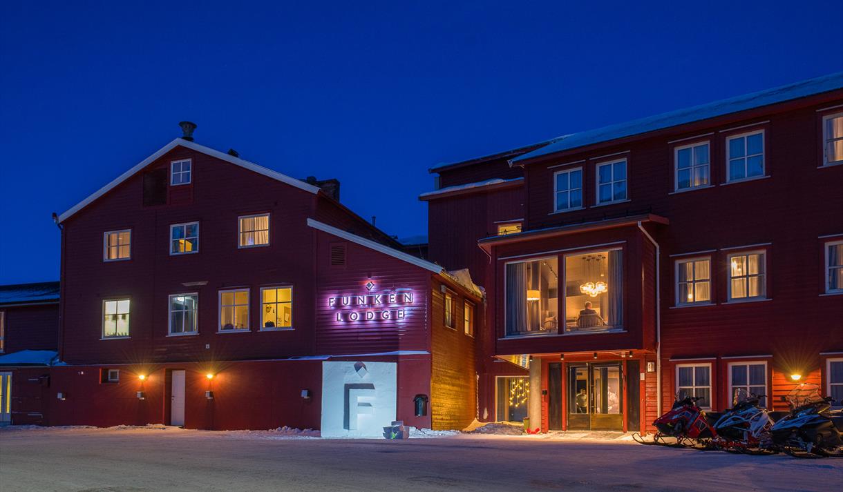 Hotellet Funken Lodge sett fra utsiden