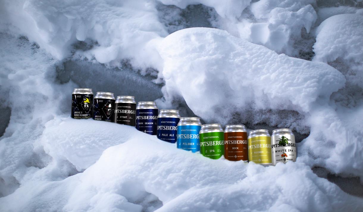 Beer cans in snow