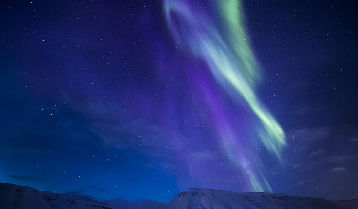 green and purple northern lights