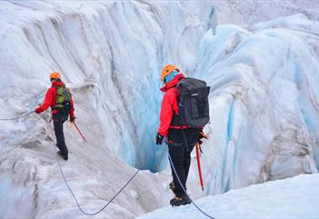 Two persons on a glacier hike