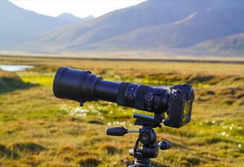 Camera on a stand in the nature