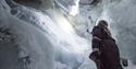 A guest look around inside the ice cave